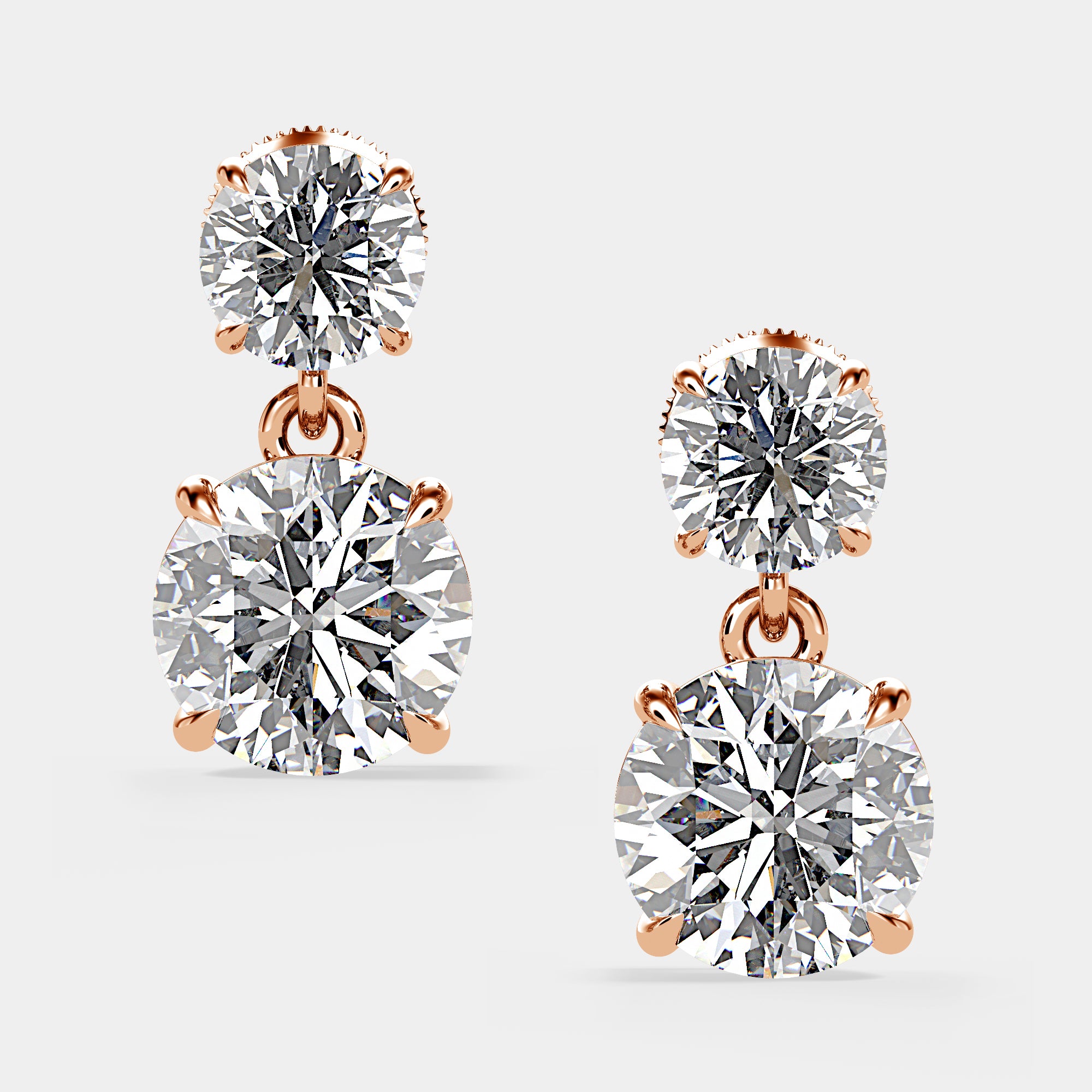 Round Brilliant Duo Drop Earring | Lab Diamond