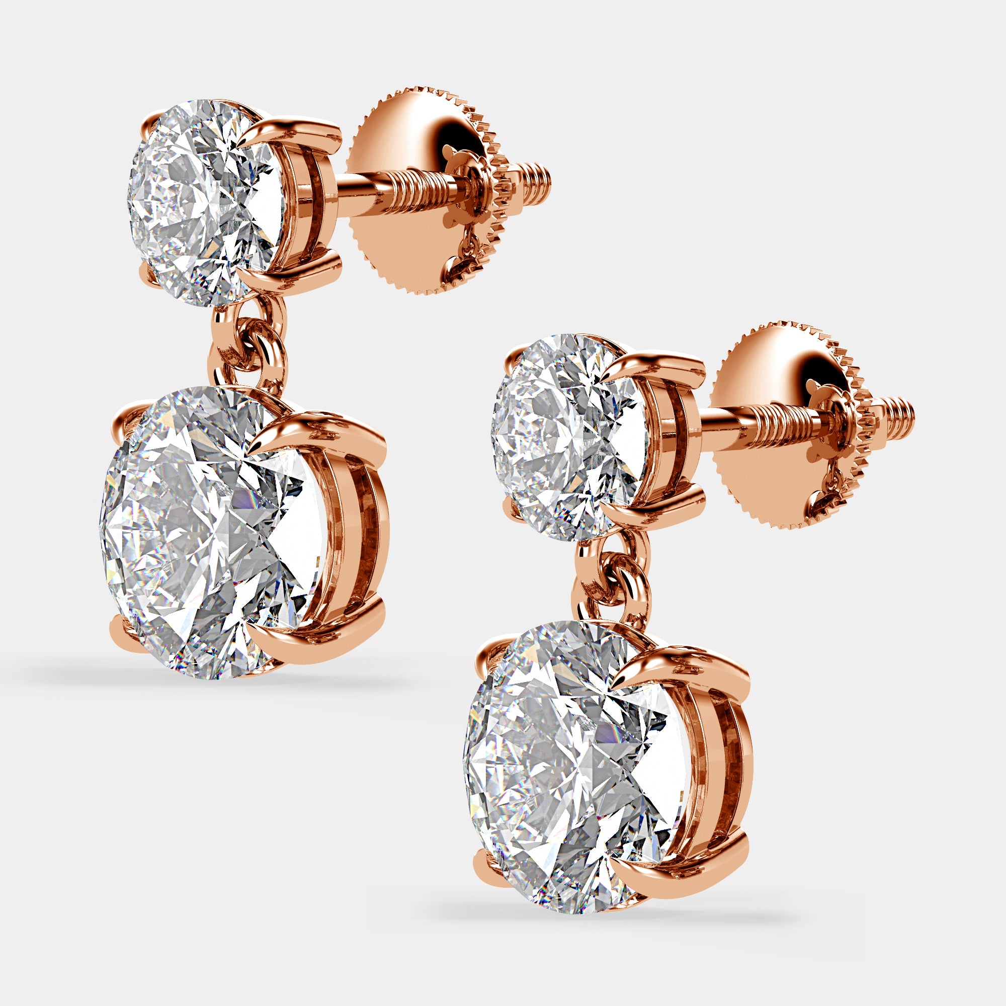 Round Brilliant Duo Drop Earring | Lab Diamond