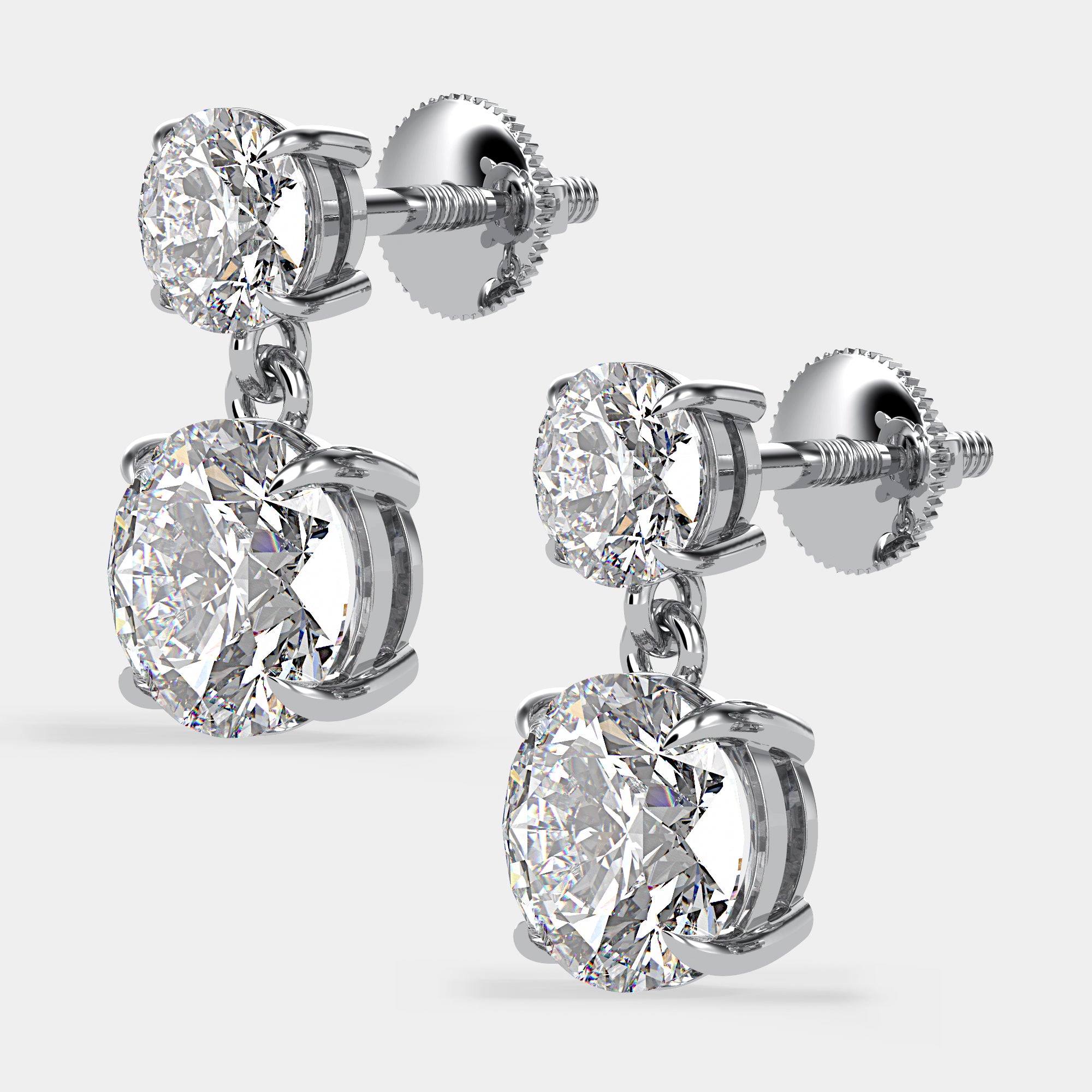 Round Brilliant Duo Drop Earring | Lab Diamond