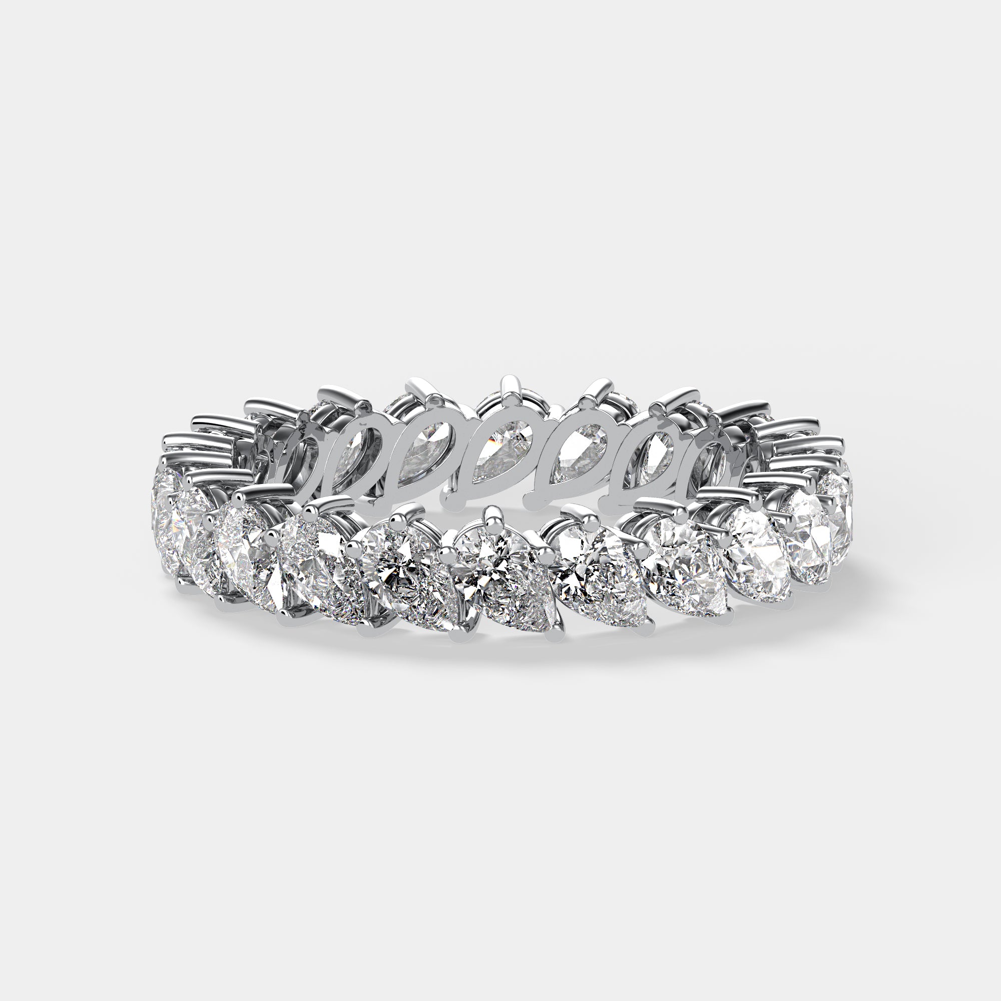 Pear Cut Shared Prong Eternity Band | Lab Diamond
