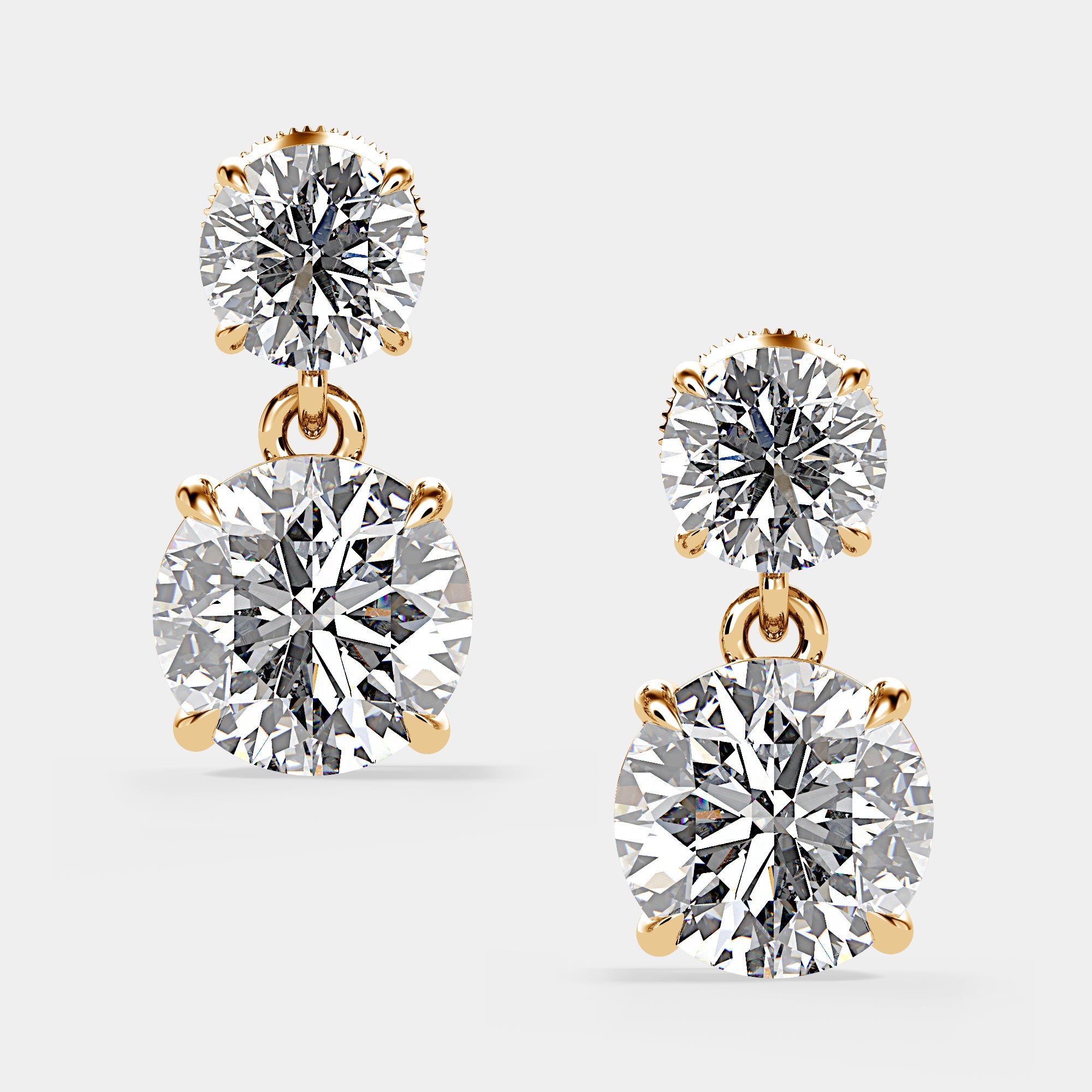 Round Brilliant Duo Drop Earring | Lab Diamond