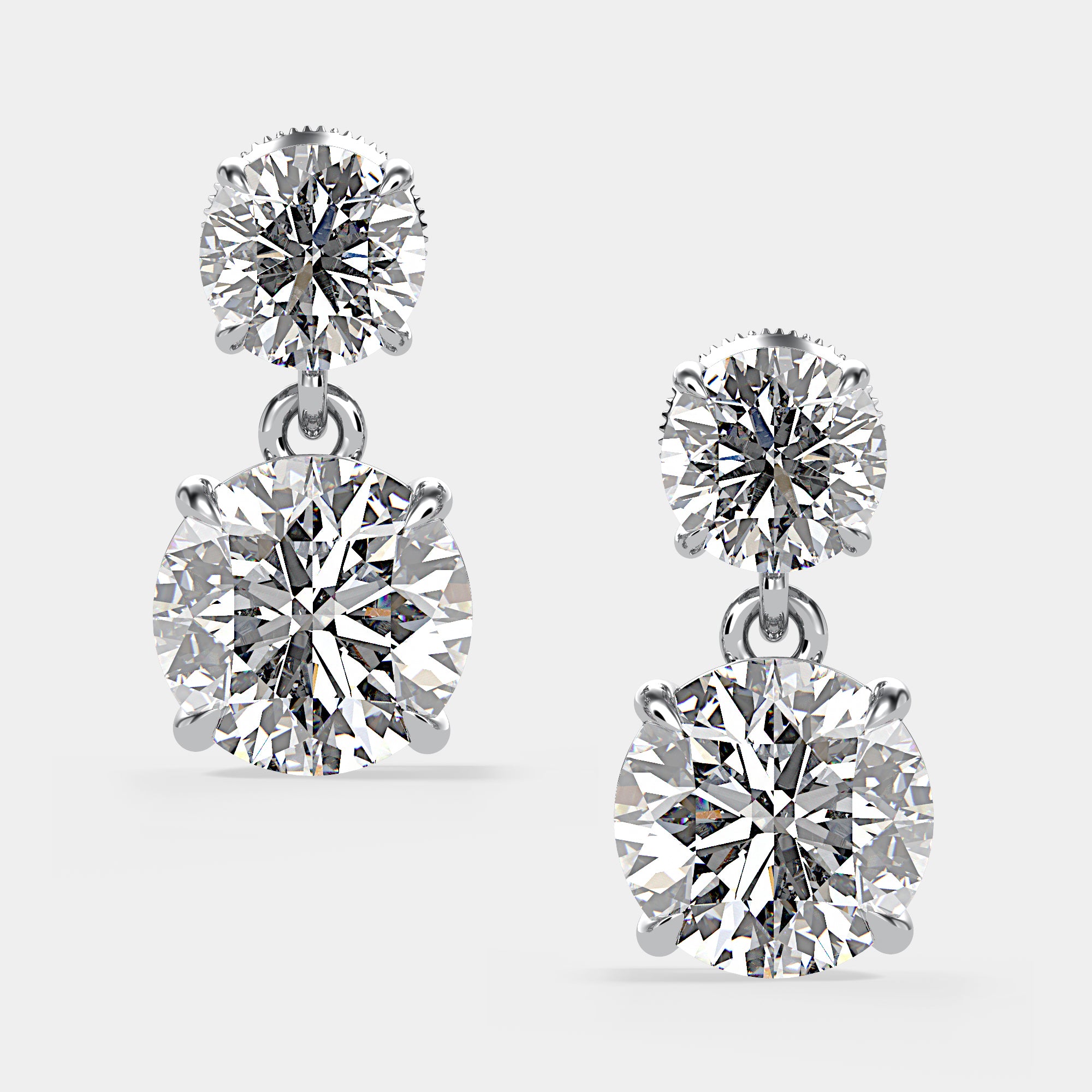 Round Brilliant Duo Drop Earring | Lab Diamond